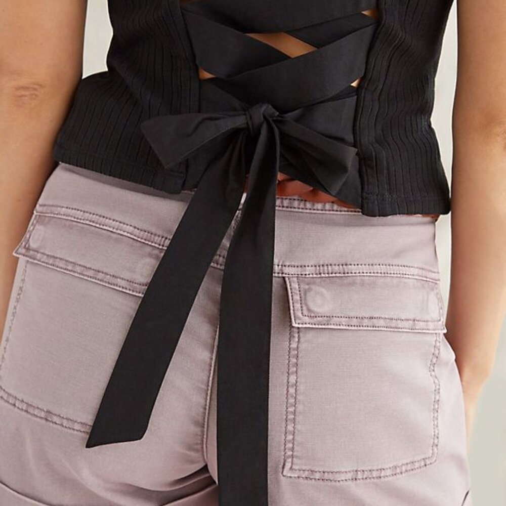 Anthropologie Back Lace-up Tank S Black by Porridge NWT - Picture 3 of 7